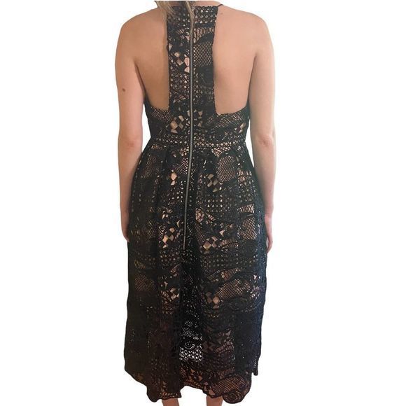 Elliatt Black Lace A Line Fit & Flare Midi‎ Dress Sz M - Picture 2 of 5